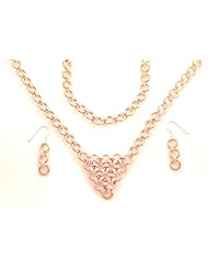 Hanfords of London Silver & Copper Box Chain Necklace, Bracelet & Earrings Set