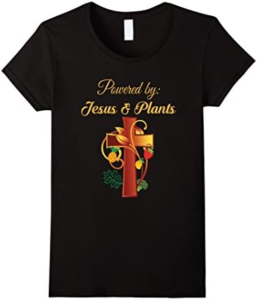 Women's Christian Shirt Jesus and Plants Vegan Vegetarian Christian Medium Black