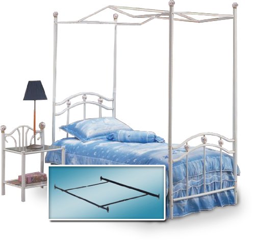 White Twin Princess Bed Frame, Canopy Frame & White Night Stand