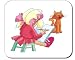 Decorated Mouse Pad with the image of: human, body, portrait, individuals, individual, persons, cat, painting, humans, girl, people, canvas, person