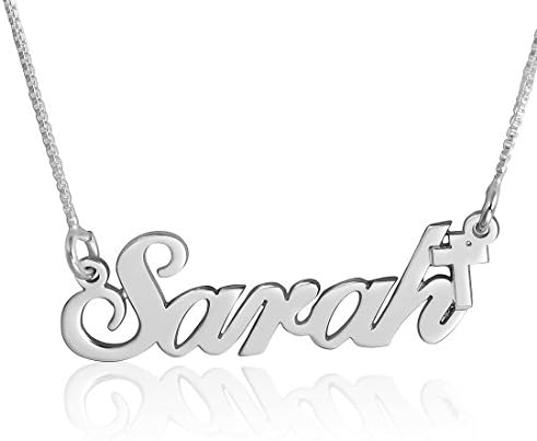 Sterling Silver Cross Jesus Christ Name Necklace Pendant - Personalized, Custom Made Any Name
