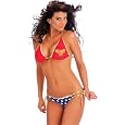 Wonder Woman Triangle Halter Red & Blue String Bikini