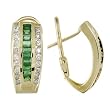 14K Yellow Gold Emerald and Diamond Earrings