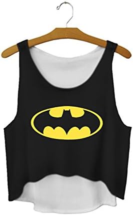Aitada Women Batman Summer Crop Top V-neck Cami Tank Tops (One size, 030)