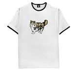 Norwegian Forest Cat- Image - Ringer T-Shirt, White/Black, X-Large
