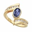 14K Yellow Gold Iolite and Diamond Ring