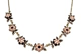 Michal Negrin Ultra-Feminine Collar Necklace by Beautifully Designed with Hand Painted Flowers and Leaves Elements, Black and Pink Swarovski Crystals; Victorian Elegance - Special Ordered and Shipped by Genuvo within 2 to 3 Weeks
