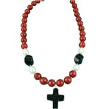 Black Onyx Cross Coral Pearls 925 Silver Necklace 943