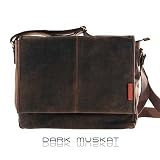 Messenger-Bag / Büchertasche aus geöltem Buffalo Leder 38x29x11 cm von Outback Model: Kalgoorlie, Farbe / Colour:Dark Muskat