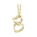 14K Yellow Gold Linked ''Double Hearts'' Necklace