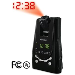Magnasonic MAG-MM171K AM/FM Projection Alarm Clock Radio with Battery Backup & Dual Time Display