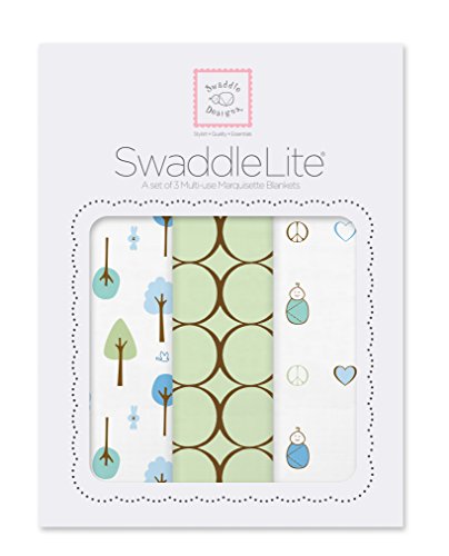 SwaddleDesigns SwaddleLite, Cute & Calm Lite (Set of 3 in Kiwi)