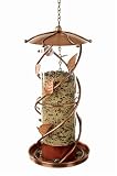 Copper Finish Metal Leaves Tube Bird Feeder