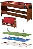 Fat Cat Pockey 5 Foot 4-in-1 Air Hockey, Pool, Table Tennis, and Football Table (Mahogany Finish)