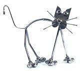 Arched Cat Statue - Metal Sculpture Made From Everyday Items (10.5cm)
