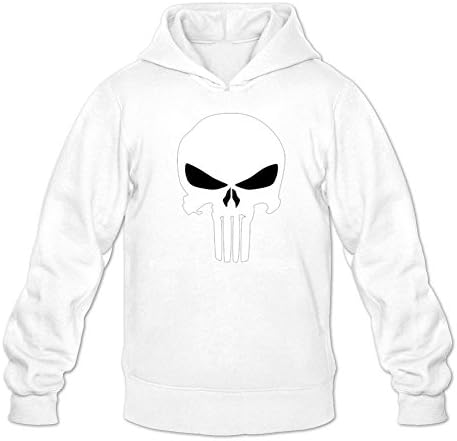 Sunmile Tees Men's American Sniper Punisher Skull Hoodie Sweatshirt Medium White