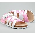 HELLO KITTY Kinder Bio Pantolette, Decksohle Leder, rosa-weiss