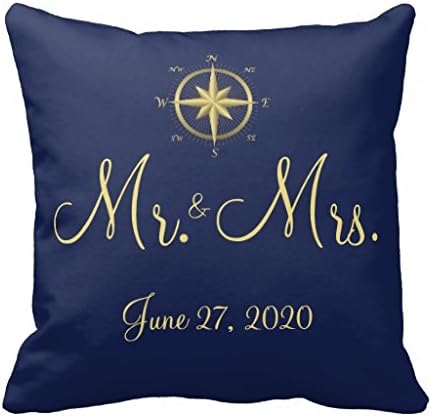 Mr And Mrs Blue Nautical Wedding 18*18 pillow Case