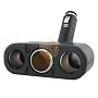 Three-Way Car Cigarette Lighter Socket Splitter, Black