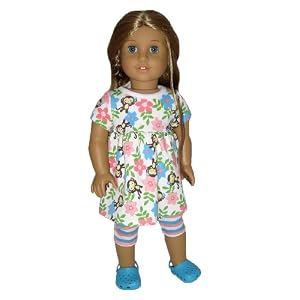 Monkey Dress and Leggings. Fits 18 Dolls Like American Girl Doll and Others. by Silly Monkey