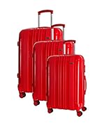 Platinium Set de 3 trolleys rígidos Castleton (Rojo)