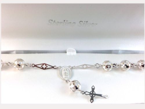 925 ITALIAN 925 STERLING SILVER ROSARY BRACELET FILIGREE 8"