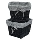 Burlington Baby Small Black Willow Basket Set with Liner, Black