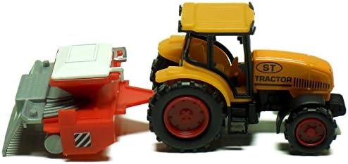 Express Wheels Orange Farm Tractor with Red Seeder Attachment