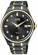 Citizen #AU1058-53G Men's Eco Drive Black IP Stainless Steel Diamond Index Watch