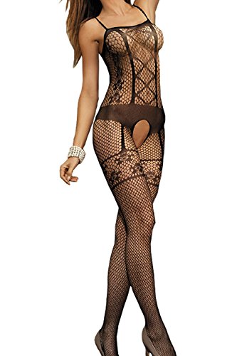 Jubileens Sexy Fishnet Open Crotch Corest Bodystocking Bodysuit Tights Lingerie