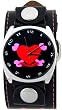 Inferno Red Yellow Flames Trendy Design Round Steel Black Case Biker Motorcycle Red Yellow Flame Print Black Leather Band Wrist Watch