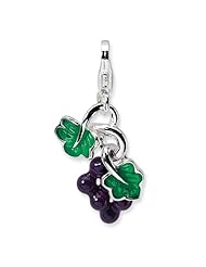 Sterling Silver 3-D Enameled Grapes w/Lobster Claw Clasp Clasp Charm