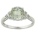 10k White Gold Round Green Amethyst and Diamond title=
