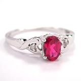 New Stylish Ruby & Diamond Ring 10k Gold Band - Size 7