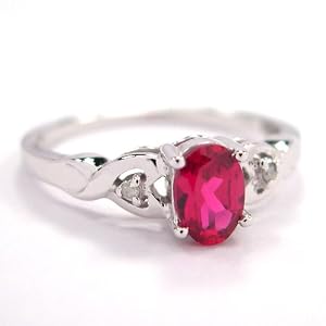 New Stylish Ruby and Diamond Ring 10k Gold Band - Size 7 by 