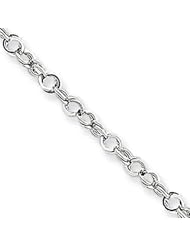 14k White Gold Charm Link Anklet, 10 inch
