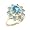 Fabulous Solid Sterling Silver Natural Blue Topaz & Fiery Opal 3 Tier Large Cluster Ring - Size 5 - Finger Sizes 5 to 12 Available