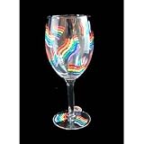 Pride Rainbow Design - Hand Painted - Wine Glass - 8 oz.
