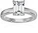 Amazon Essentials Platinum-Plated Sterling Silver Emerald-Cut Swarovski Zirconia Solitaire Ring (1.5 cttw), (previously Amazon Collection)