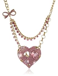 Betsey Johnson "Iconic Pinkalicious" Crystal Heart Pendant Necklace, 19"
