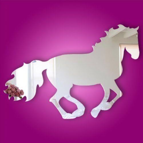 URR® Horse Wall Decal, 3D Mirror Kids Acrylic Horse Wall Sticker(Silver)