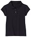 Dockers Girls 7-16 Short Sleeve 4 Button Interlock Polo-School Uniform,Navy,Medium