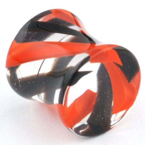 One Acrylic Double Flared Ultraviolet Tornado Plug: 00g Red / Black (SOLD INDIVIDUALLY. ORDER TWO FOR A PAIR.)