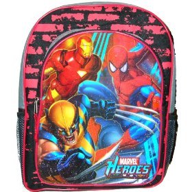  Marvel Heroes Backpack Spiderman Iron Man Wolverine