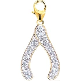 14k Gold Diamond Wishbone Charm (1 10 cttw) by Amazon.com Collection