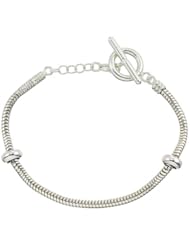 Genuine Zable (TM) Product. 925 Sterling Silver 7.5 inch Snake Bracelet with Toggle. 100% Satisfaction Guaranteed.