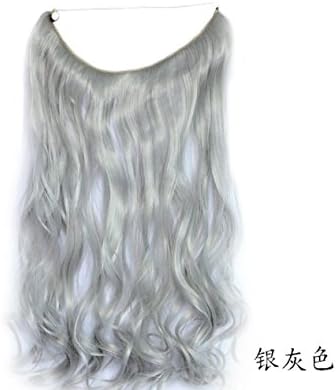 Lola Hair Long Curly 3/4Full Head silver gray hair extensions Mirco Ring no clip no glue (Gray)