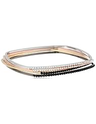 Chamak by priya kakkar Swarovski Elements Jet Crystal Abalone 4 Gold Bangle Bracelet, 7.5"