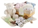 Baby Aspen My Li'l Farmhouse Wagon Plush Toy and Layette Gift Set in Wooden Wagon