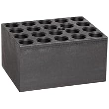 Talboys 949103 Anodized Aluminum Standard Test Tube Single Heat Block, 20 Well, 13.9mm Well Diameter, 3.75" Length x 3" Width x 2" Height, For 12/13mm Tube